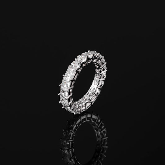 IC Lavish VVS Moissanite  Half Princess & Half Round Eternity Ring Hip Hop Bust Down Iced Out Ring For Everyday IC_R1011