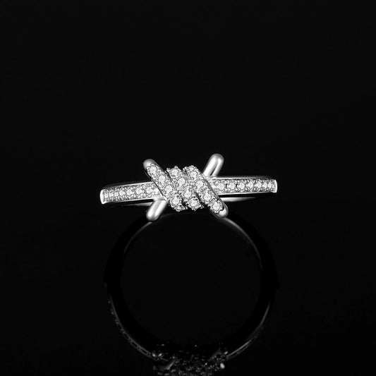 IC Classic VVS Moissanite 925 Sterling Silver Barbed Wire Ring Hip Hop Bust Down Iced Out Ring For Everyday IC_R1009