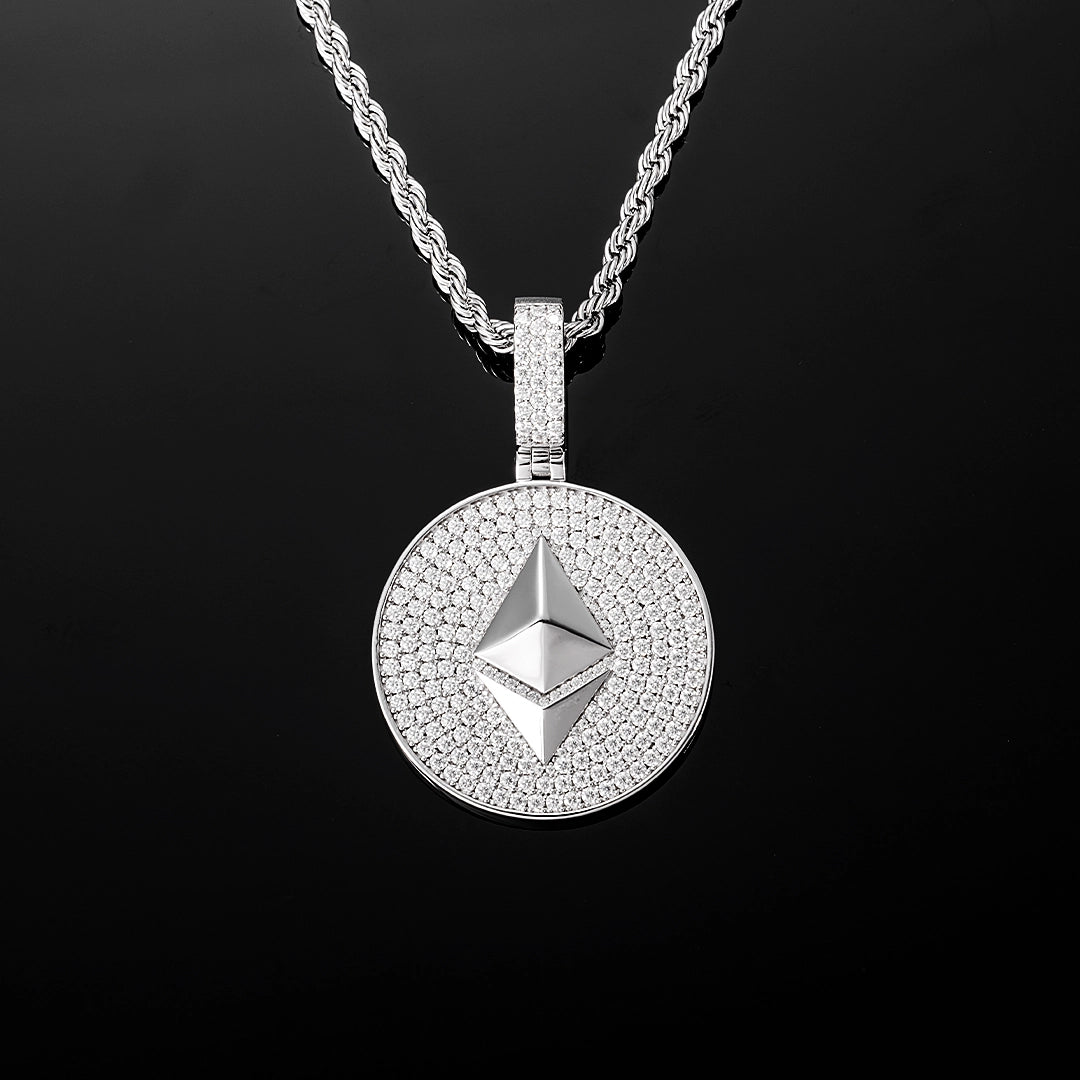IC Gorgeous VVS Moissanite Bling Blink Ethereum Pendant  Hip Hop Iced Out Bust Down Pendant IC_1013