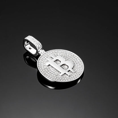 IC Beautiful VVS Moissanite  Bitcoin Sign Pendant  Hip Hop Iced Out Bust Down Pendant IC_P1012
