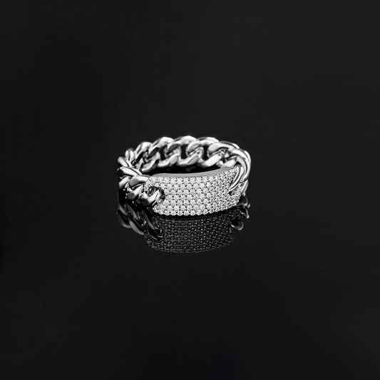 IC Premium  VVS Moissanite Miami Link Ring Hip Hop Bust Down  925 Sterling Silver Iced Out Ring For Everyday IC_R1041