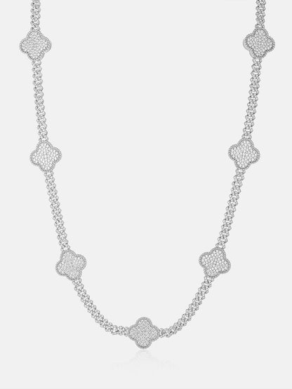 IC Gorgeous VVS Moissanite Four Leaf Clover Cuban Chain Hip Hop Iced Out   925 Sterling Silver Bust Down Chain For Everyday IC_CB1027