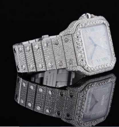 IC Luxury Roman Dial VVS Moissanite Stainless Steel Watch Hip Hop Bust Down Iced Out Watch IC_C1046