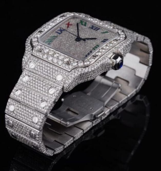 IC Luxury Roman Dial VVS Moissanite Stainless Steel Watch Hip Hop Bust Down Iced Out Watch IC_C1046