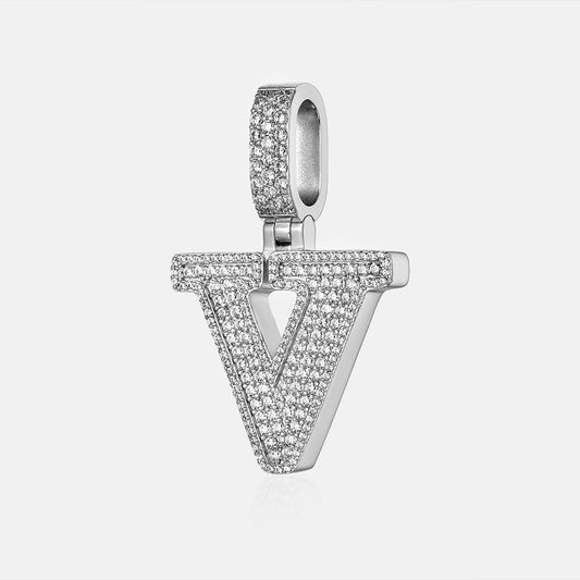 IC Luxury VVS Moissanite Custom V Alphabet Pendant 925 Sterling Silver  Hip Hop Iced Out Bust Down Pendant IC_P1001