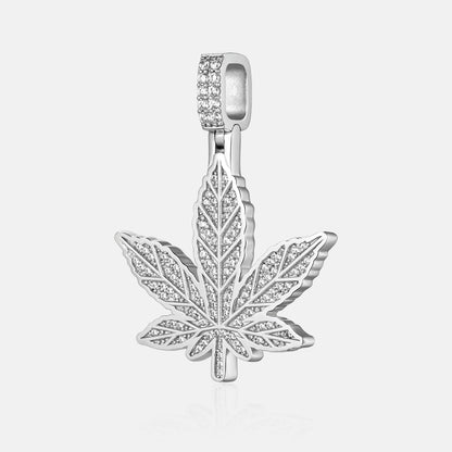 IC Lavish VVS Moissanite  Cannabis Leaf Shape Pendant  925 Sterling Silver Hip Hop Iced Out Bust Down Pendant For Everyday IC_P1017