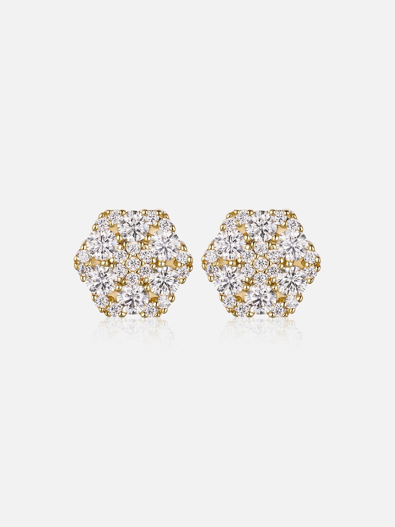 IC Premium VVS Moissanite Cluster Hexagon Earring Hip Hop Iced Out Bust Down Earring For Everyday IC_SE1010