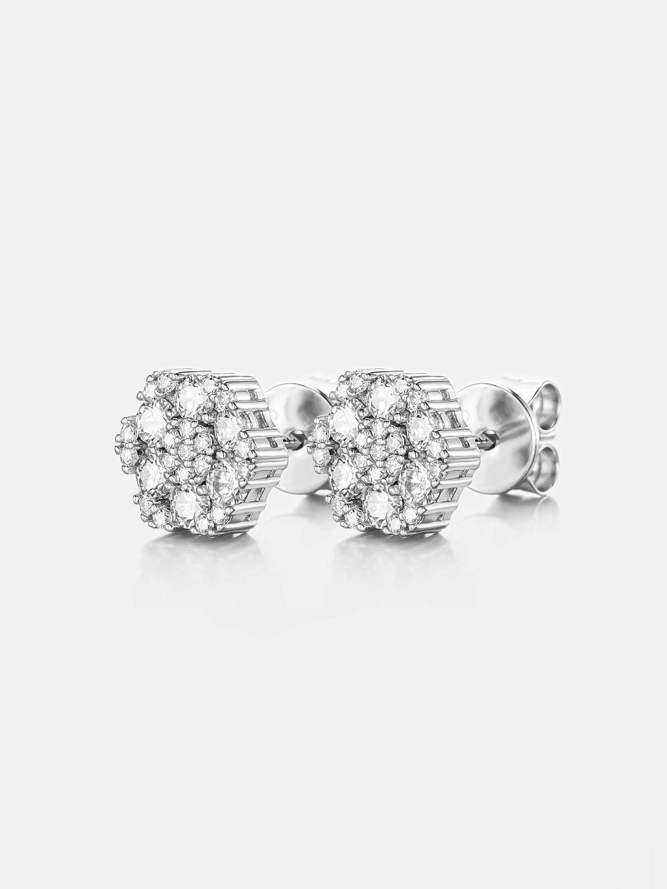 IC Premium VVS Moissanite Cluster Hexagon Earring Hip Hop Iced Out Bust Down Earring For Everyday IC_SE1010