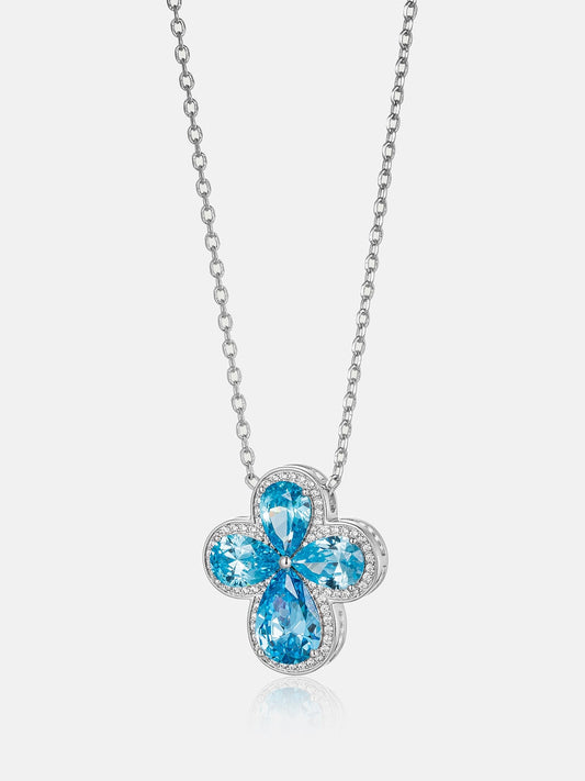 IC Premium VVS Moissanite  Blue Moissanite Four Leaf Clover Pendant 925 Sterling Silver Hip Hop Iced Out Bust Down Pendant For Everyday IC_P1002