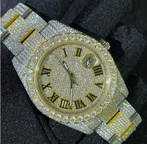 IC Luxury 31MM  Roman Dial VVS Moissanite Stainless Steel Watch Hip Hop Bling Blink Bust Down Iced Out Watch IC_1022