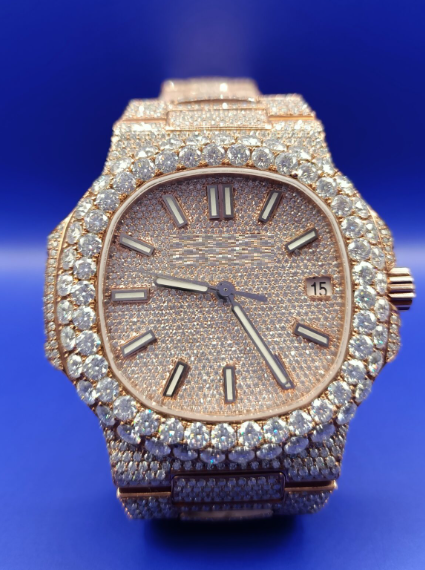 IC Premium Round Dial VVS Moissanite Stainless Steel Watch Hip Hop Bust Down Iced Out Watch  IC_PP1014
