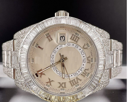 IC Luxury Baguette Roman Dial  VVS Moissanite Stainless Steel Watch Hip Hop Bust Down Fully Iced Watch  IC_1057