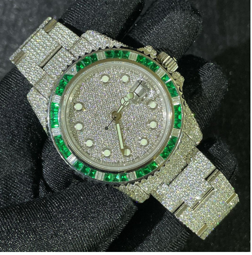 IC Unique Round Dial VVS Moissanite Stainless Steel Watch Hip Hop Bling Blink Bust Down Watch  IC_1068