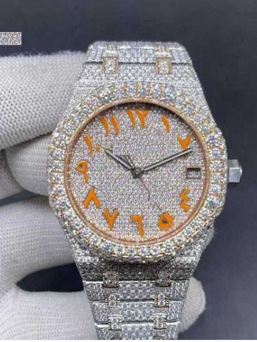 IC Luxury Arabic Dial VVS Moissanite Stainless Steel Watch Bust Down Hip Hop Fully Iced Bling Blink Watch Personalized Custom Watch  IC_AP1039