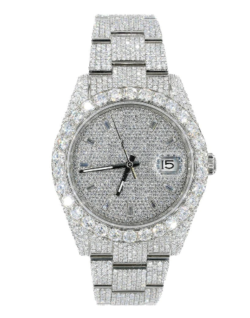 IC Unique Round Dial VVS Moissanite Stainless Steel Watches Hip Hop  Bust Down Fully Iced  Watch IC_1083