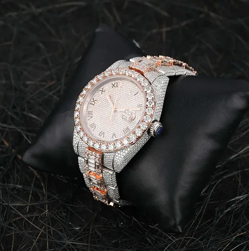 IC Luxury Baguette Roman Dial VVS Moissanite Stainless Steel Watch Hip Hop Bust Down Iced Out Watch IC_1040