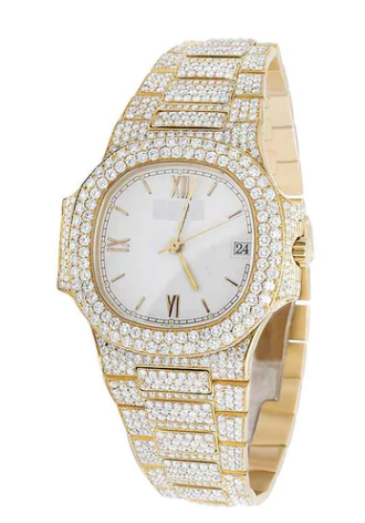 IC Premium Roman Dial VVS Moissanite Stainless Steel Watch Hip Hop Bling Blink Bust Down Watch  IC_PP1022