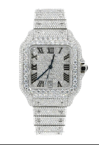 IC Luxury Roman Dial VVS Moissanite Stainless Steel Watch Hip Hop Bling Blink Bust Down Fully Iced Watch IC_C1065