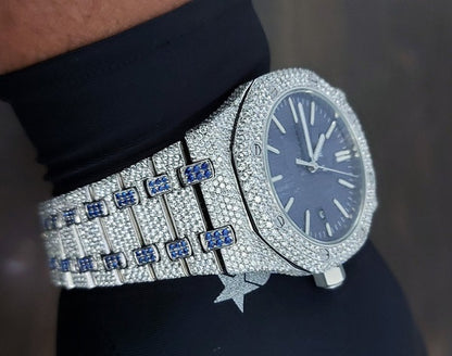 IC Unique Vertical Dial VVS Moissanite Stainless Steel Watch Fully Iced Bust Down Hip Hop Bling Blink Watch  IC_AP1053