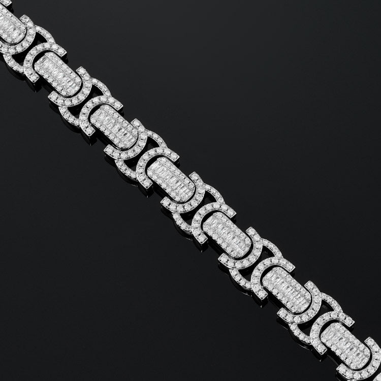 IC Classic VVS Moissanite  12MM Byzantine Link Bracelet Hip Hop Iced Out Bust Down Bracelet For Everyday IC_CB1031