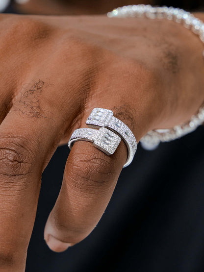 IC Lavish VVS Moissanite  Baguette Ring Hip Hop Bust Down Iced Out Ring For Everyday IC_R1003