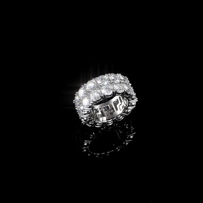 IC Gorgeous VVS Moissanite  Two Row Eternity Ring Hip Hop Bust Down 925 Sterling Silver Iced Out Ring For Everyday IC_R1007