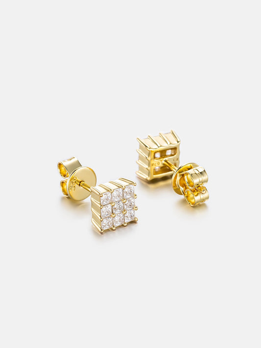 IC Classic VVS Moissanite Iced Out  Square Princess Cut Earring Hip Hop Bust Down Earring For Everyday IC_SE1008