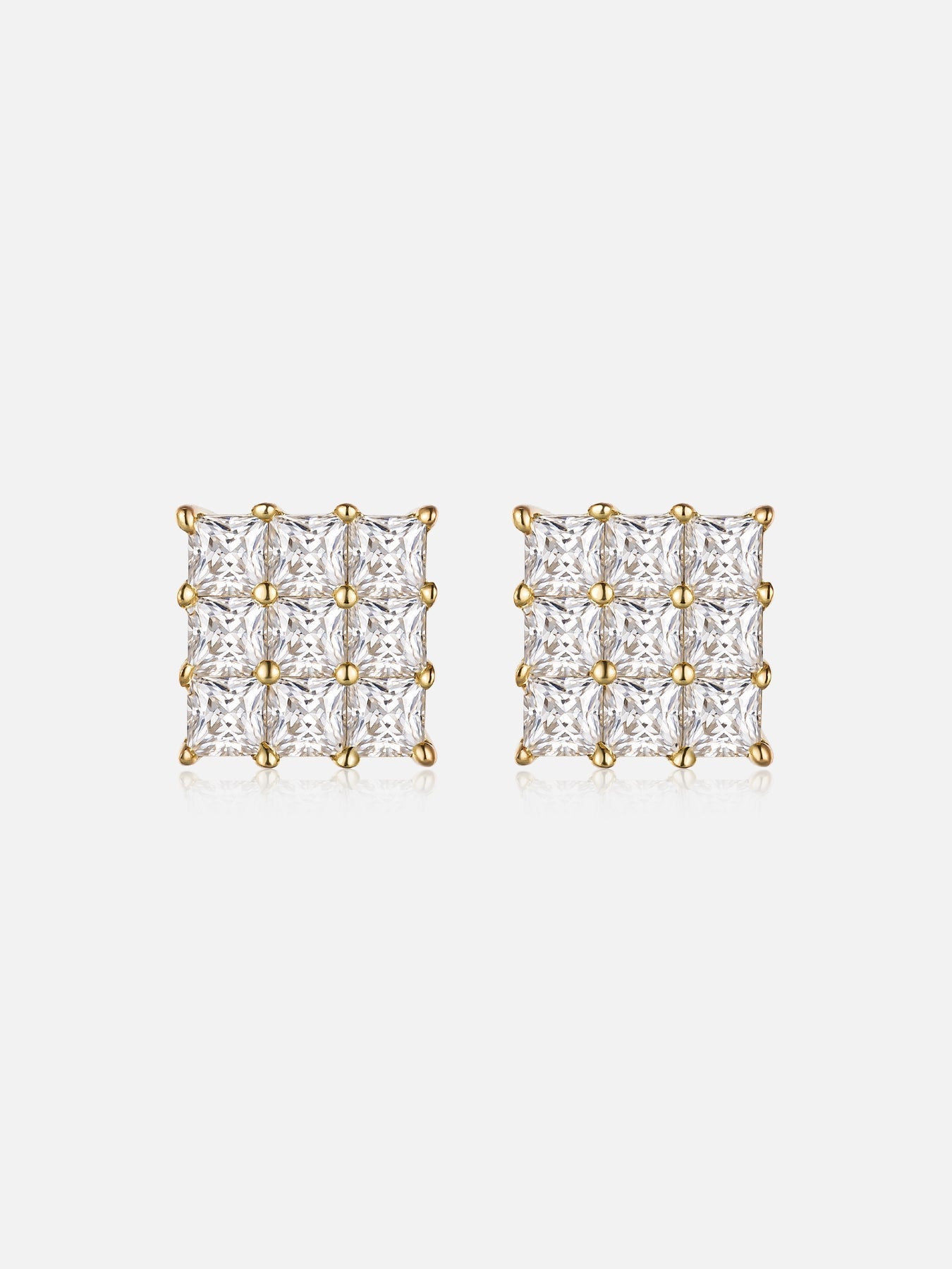 IC Classic VVS Moissanite Iced Out  Square Princess Cut Earring Hip Hop Bust Down Earring For Everyday IC_SE1008