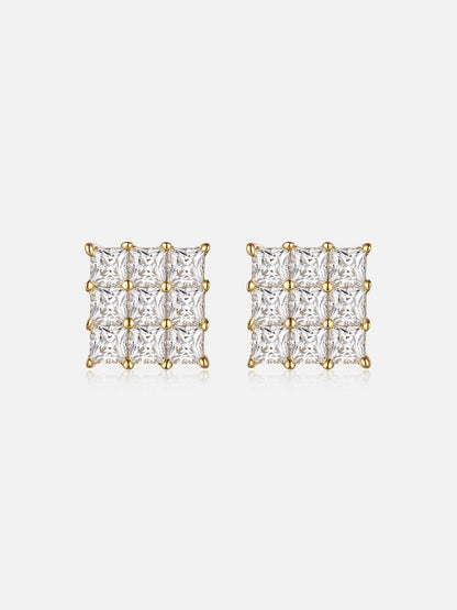 IC Classic VVS Moissanite Iced Out  Square Princess Cut Earring Hip Hop Bust Down Earring For Everyday IC_SE1008