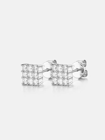 IC Classic VVS Moissanite Iced Out  Square Princess Cut Earring Hip Hop Bust Down Earring For Everyday IC_SE1008