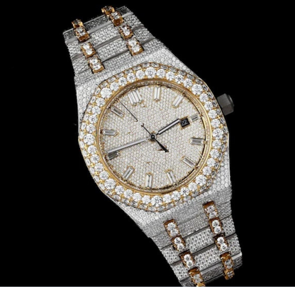 IC Premium Vertical Dial VVS Moissanite Stainless Steel Watch Hip Hop Fully Iced Bling Blink Watch  IC_AP1058