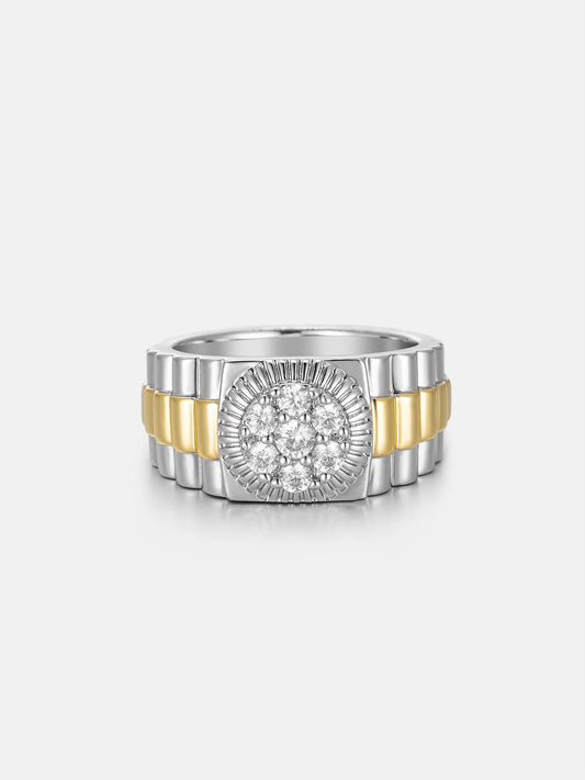 IC Unique VVS Moissanite  Dual Tone Majesty Ring Hip Hop Bust Down Iced Out Ring For Everyday IC_R1044