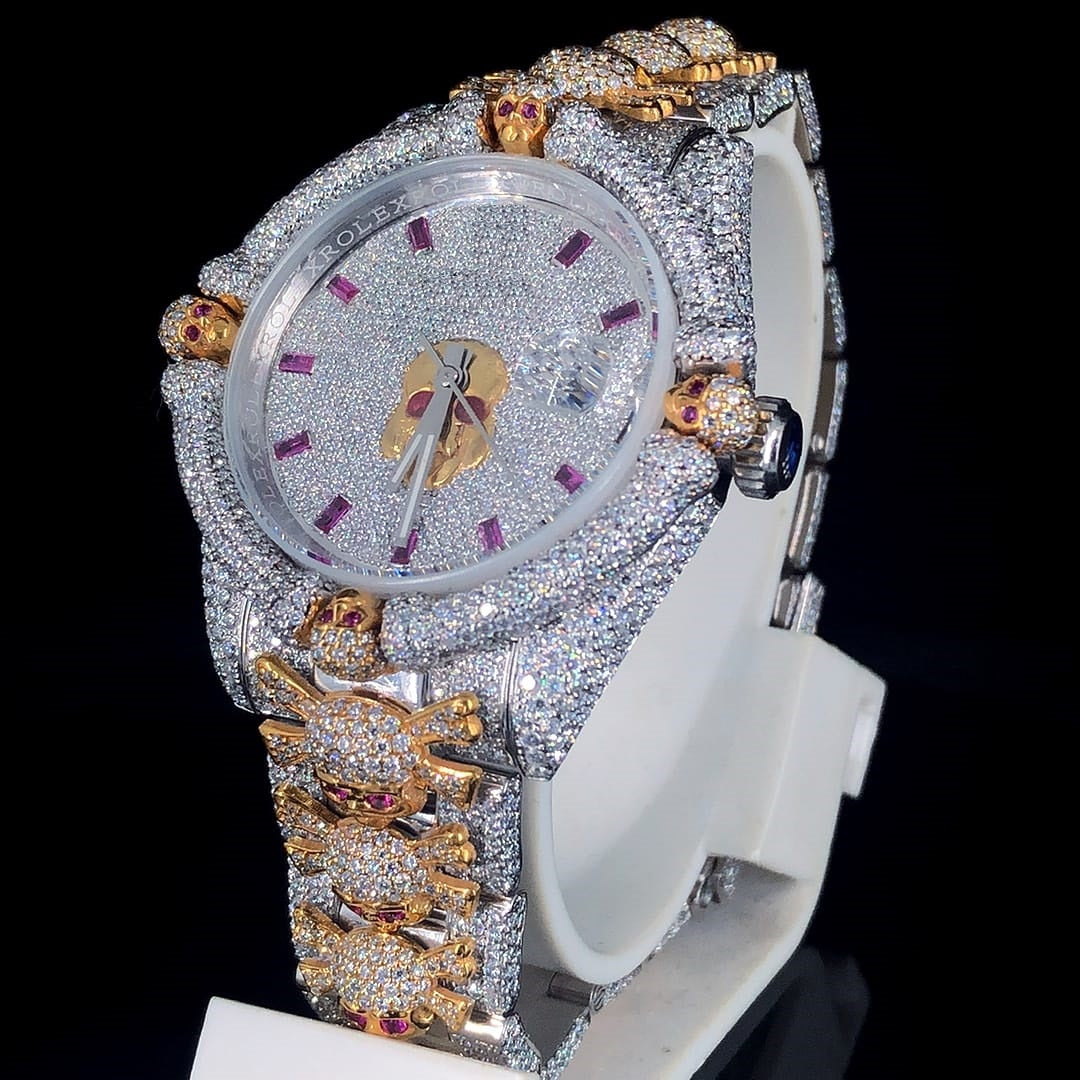 IC Premium Round Dial  VVS Moissanite Stainless Steel Watch Hip Hop Fully Iced Bust Down Watch  IC_1071