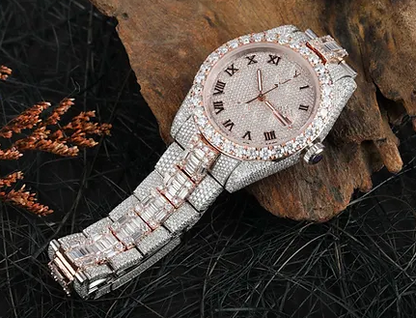 IC Luxury Baguette Roman Dial VVS Moissanite Stainless Steel Watch Hip Hop Bust Down Iced Out Watch IC_1040
