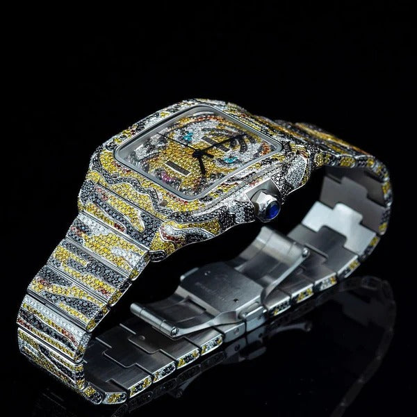 IC Premium Square Dial VVS Moissanite Stainless Steel Watch Hip Hop Bling Blink Fully Iced Bust Down Watch  IC_C1060