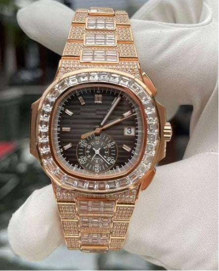 IC Luxury Baguette Vertical Dial VVS Moissanite Stainless Steel Watch Fully Iced Bust Down Bling Blink  Hip Hop  Watch IC_PP1016