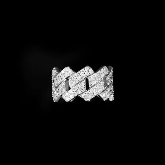 IC Lavish VVS Moissanite  Prong Cuban Link  Ring Hip Hop Bust Down Iced Out Ring For Everyday IC_R1021