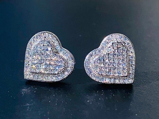 IC Premium VVS Moissanite Bling Blink Heart Shape Earring Hip Hop Iced Out Bust Down Earring For Everyday IC_SE1019