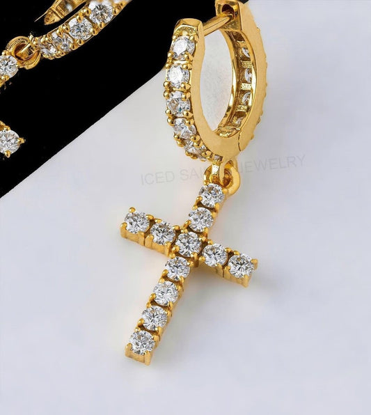 IC Gorgeous VVS Moissanite  Bust Down Hoop Earring Iced Out Bust Down Hip Hop Earring IC_SE1016