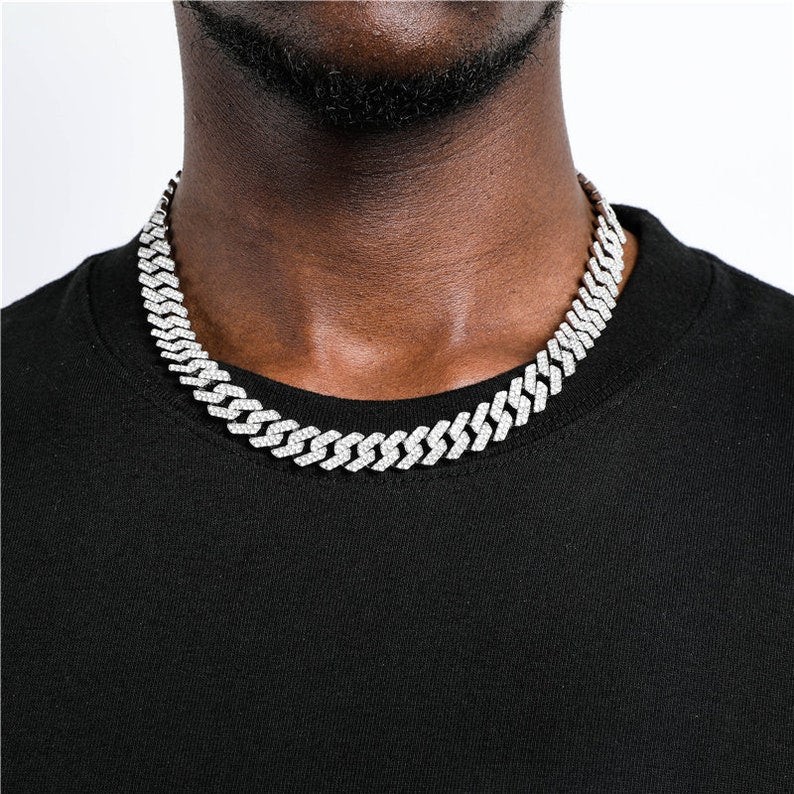 IC Luxury VVS Moissanite 16MM  Cuban Link Chain Hip Hop Iced Out Bust Down Chain For Everyday IC_CB1011
