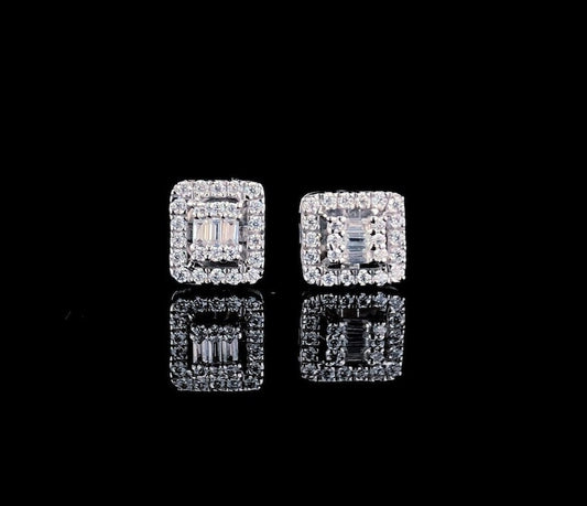 IC Gorgeous VVS Moissanite  Square Shape  Earring Hip Hop Iced Out 925 Sterling Silver Bust Down Earring For Everyday IC_SE1011