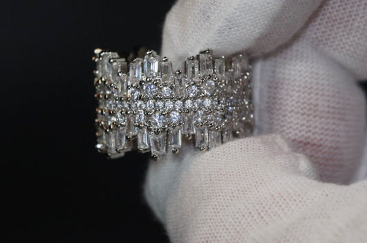 IC Luxury VVS Moissanite  Baguette Eternity Ring Hip Hop Bust Down Iced Out Ring For Everyday IC_R1015