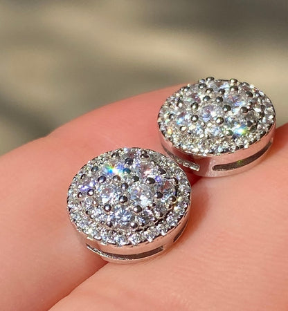IC Beautiful VVS Moissanite Bling Round Studs 925 Sterling Silver Hip Hop Iced Out Bust Down Studs IC_SE1045