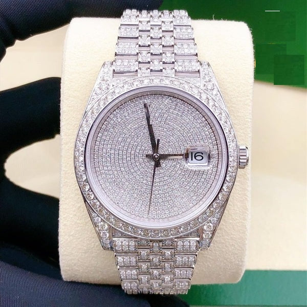 IC Unique Round Dial VVS Moissanite Stainless Steel Watch Hip Hop Bust Down Fully Iced Watch  IC_1074
