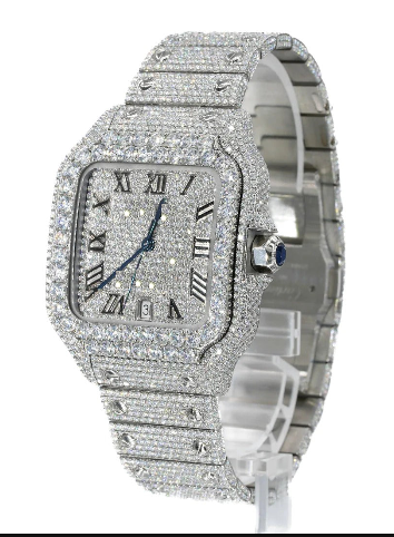 IC Luxury Roman Dial VVS Moissanite Stainless Steel Watch Hip Hop Bling Blink Bust Down Fully Iced Watch IC_C1065