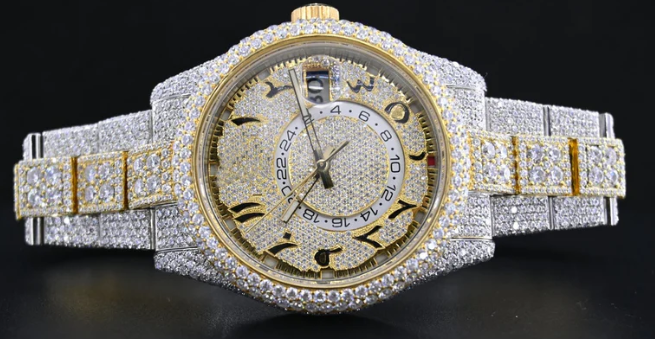 IC Unique 36MM Arabic Dial VVS Moissanite Stainless Steel Watch Bling Blink Hip Hop Bust Down Iced Out Watch IC_1016
